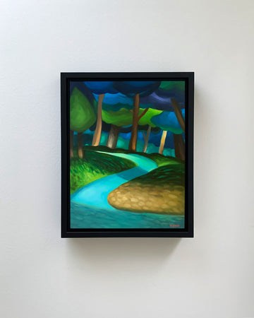 Forest with winding river paintings
