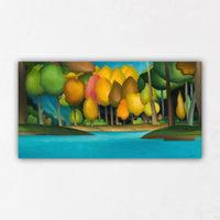 Colorful Autumn Tree Paintings with Clear Water