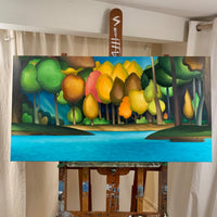 Colorful Autumn Tree Paintings with Clear Water