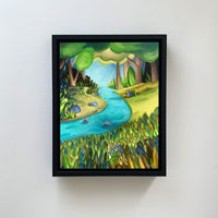 Winding River Painting Through Forest