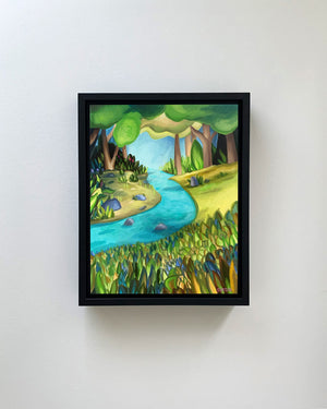 Winding River Painting Through Forest