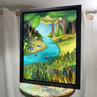 Winding River Painting Through Forest