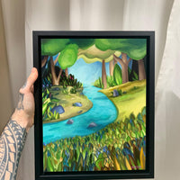 Winding River Painting Through Forest