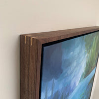 Framed artwork walnut Lily Pad painting