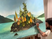 Island Paintings Colorful Trees