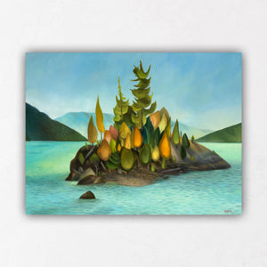 Colourful Tree Paintings with turquoise water