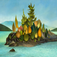 Colourful Tree Paintings with turquoise water