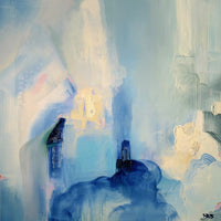 Blue and white abstract painting wall art