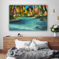 Autumn Tree and Lake Art