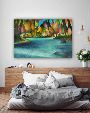 Autumn Tree and Lake Art