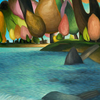 Autumn Tree and Lake Paintings