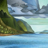Vibrant landscape paintings with storm clouds by Sam Siegel