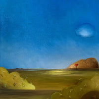 Modern landscape painting with one cloud