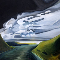 Black sky with storm clouds painting modern artist
