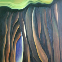 large tree trunk forest painting