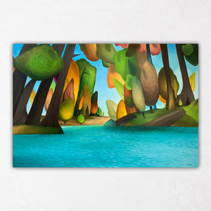 Colorful Autumn Tree Paintings with Water