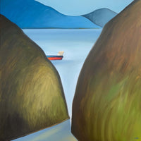Canadian ocean art with freighter
