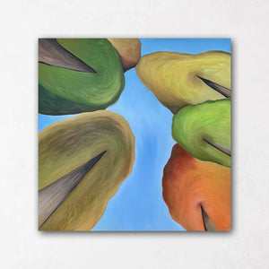 Colorful Tree Paintings Green Orange and Yellow