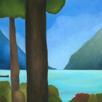 Canadian Ocean Painting with Freighter
