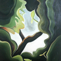 Deep green tree paintings with branches