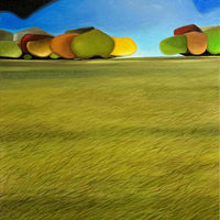 Colorful sculpted tree paintings