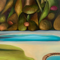 Colorful Tree Paintings with Swimming Pool