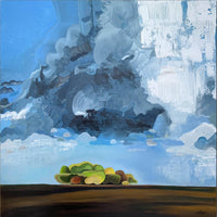 Storm Landscape Prairie Painting with Trees in the middle