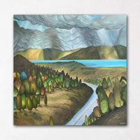 West Kelowna Painting with Rays of Light Coming Through Clouds