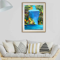 Framed colourful wall art mid century modern