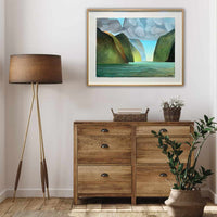 shadow box art in beach wood frame