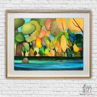 playful tree wall art autumn colors