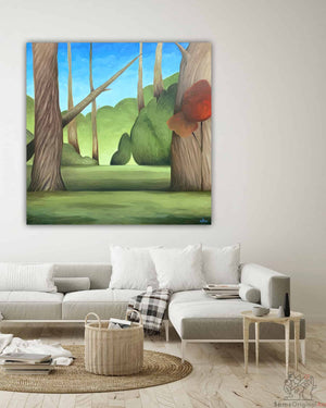 One Red Tree Painting