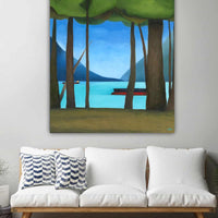 Vancouver Beach with Freighters and Tree Paintings