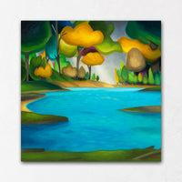 Autumn Painting with Teal Water