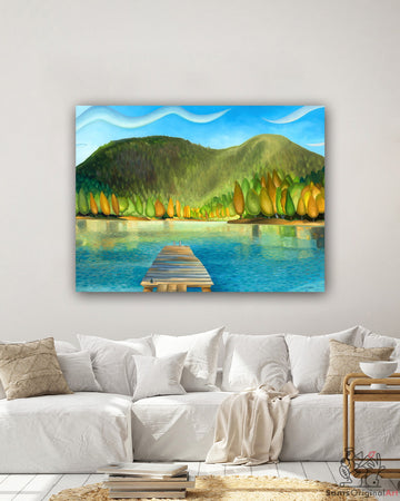 Sunshine Coast Lake with Dock painting