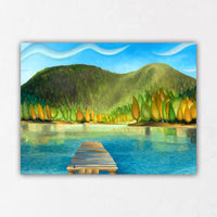 Lake with dock paintings
