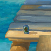 Beer can on dock painting