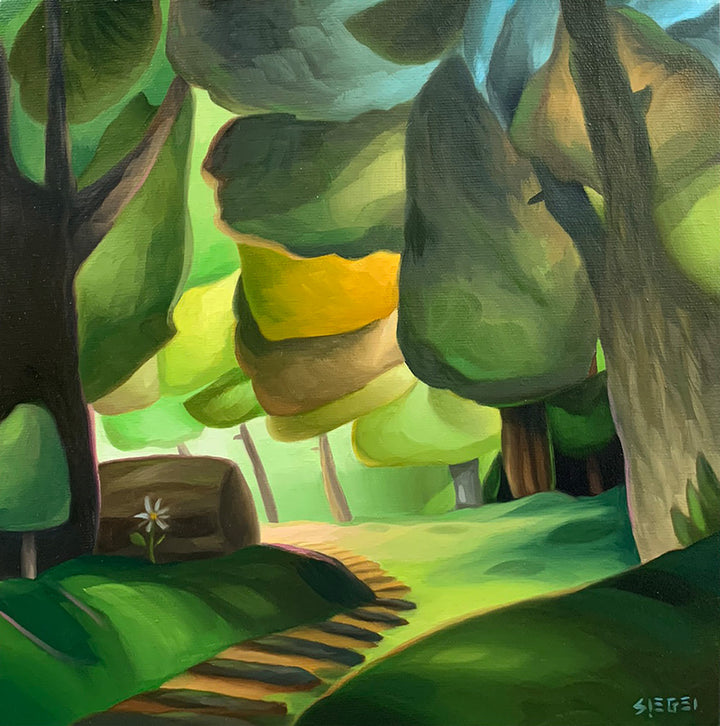 Green Forest Painting with Path Vancouver