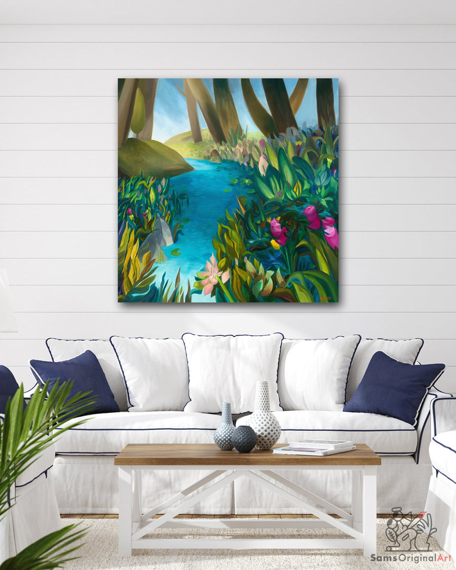 Floral Stream Canvas Prints for Sale