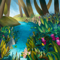 Flower Stream Painting Trees