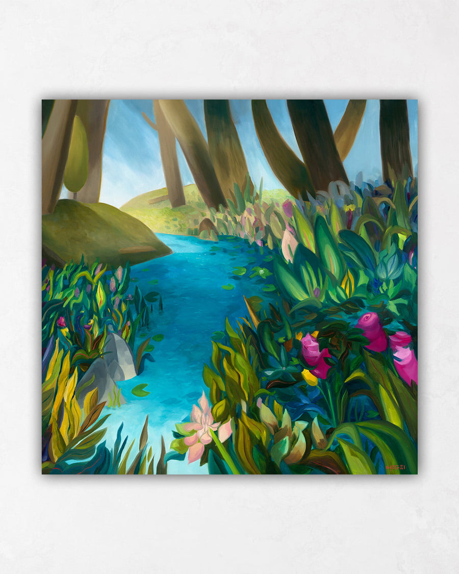 Flower Paintings with Winding River