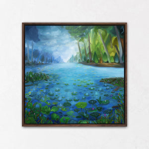 Lily Pad Painting Walnut Frame