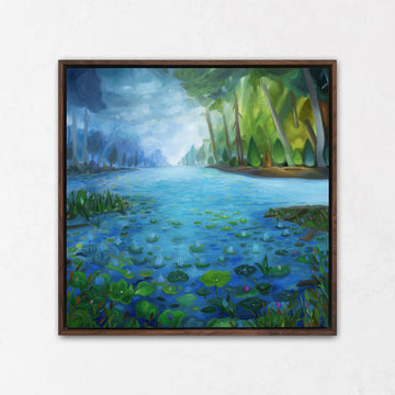 Lily Pad Painting Walnut Frame
