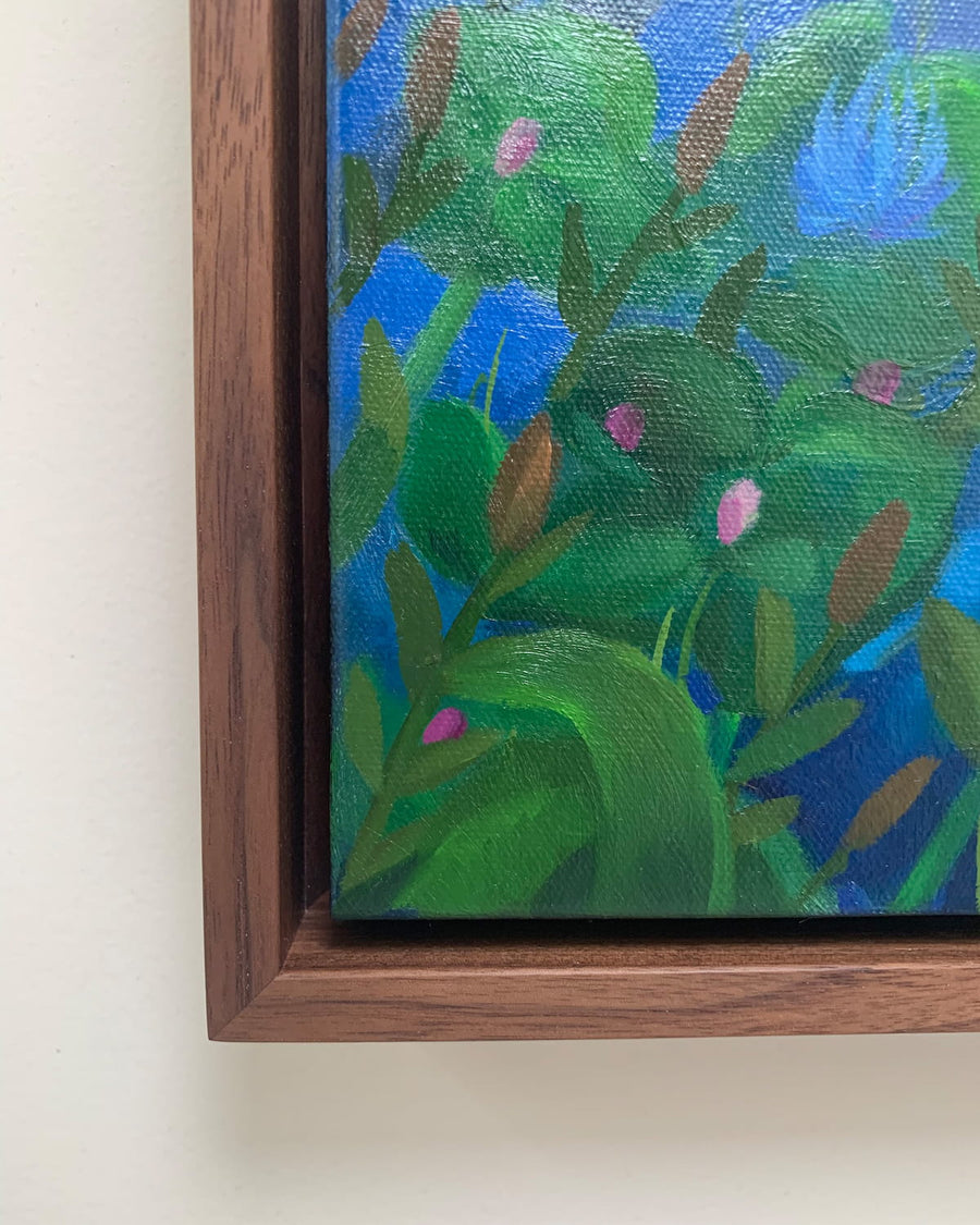 walnut frame artwork flowers