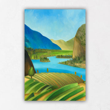 Okanagan Lake Vineyards Artwork Paintings Canvas Prints