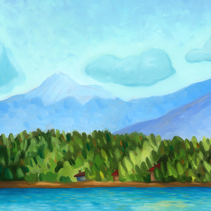 Simple Lake and House Paintings