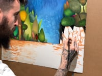 Colorful waterfall painting video