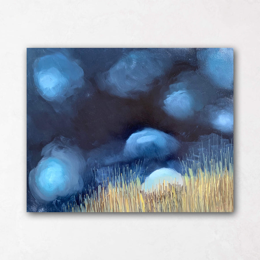 night cloud paintings with grass