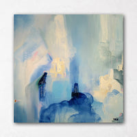 Blue and white abstract painting wall art