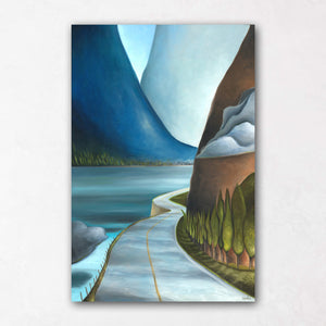 Sea to sky highway painting with clouds